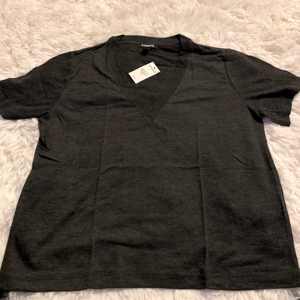 Express Grey V-Neck T shirt